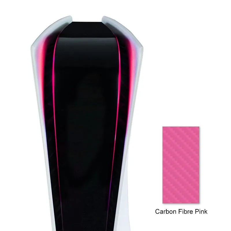 PS5 LED light bar film sticker in carbon fibre pattern showing four colour options