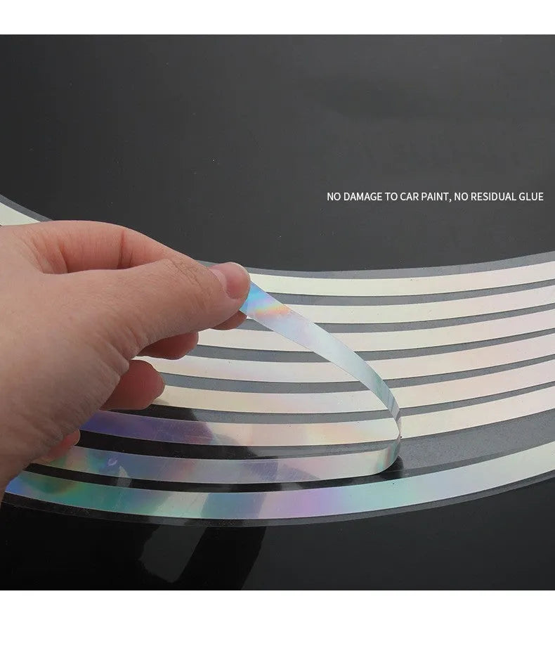 Waterproof laser reflective stickers for motorcycle and car wheel hubs in four sizes