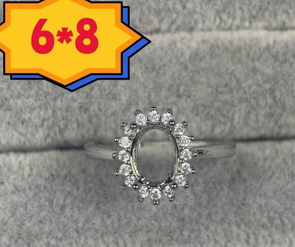 Oval denier ring with 6*8 mm stone in electroplated copper featuring Korean style five-pointed star design