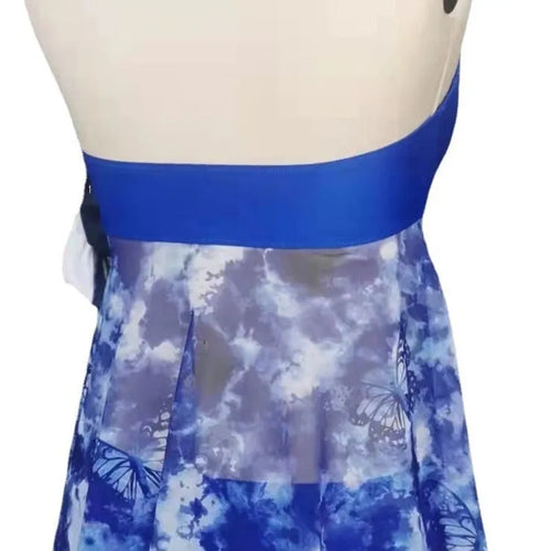 Blue two-piece bikini swimsuit for women with briefs style bottom