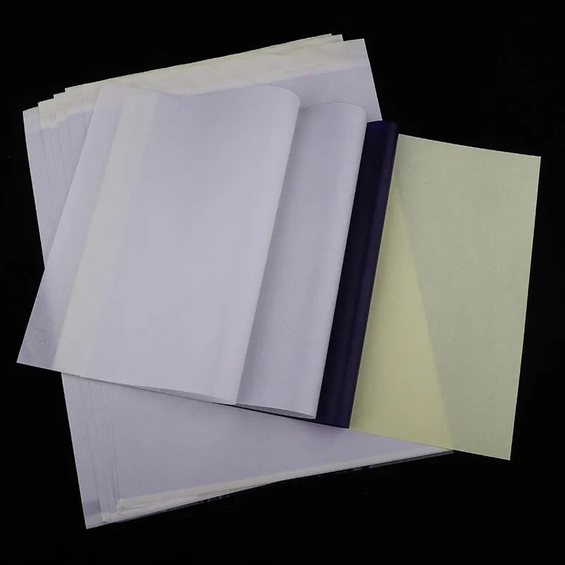 A4 tattoo transfer paper pack with quadruple copy capability and transfer paste gel