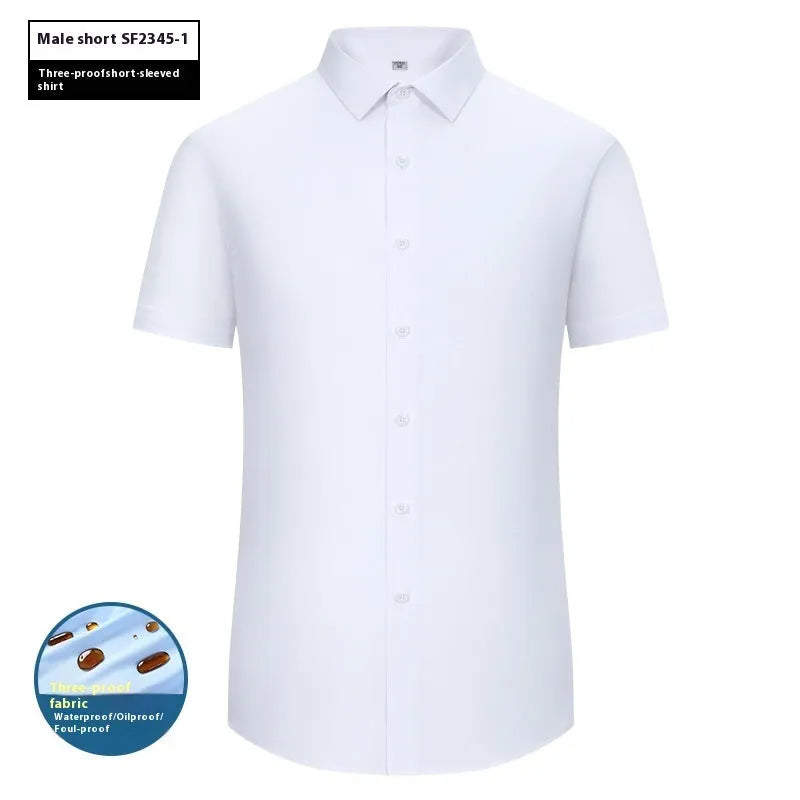 Men's bamboo fibre short sleeve business shirt with square collar in slim fit