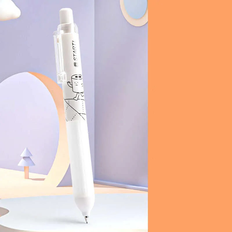 0.5mm automatic pencil with cloud grip pattern on plastic barrel in black and white colour options