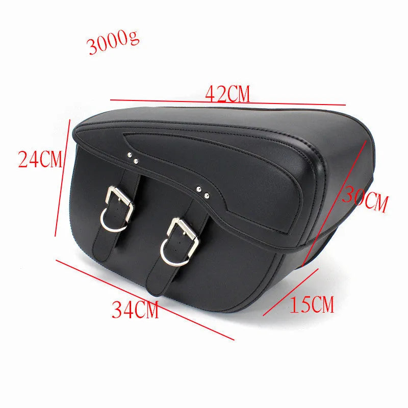 Retro wind motorcycle side box saddle bag in PU leather showing black and coffee brown colour options