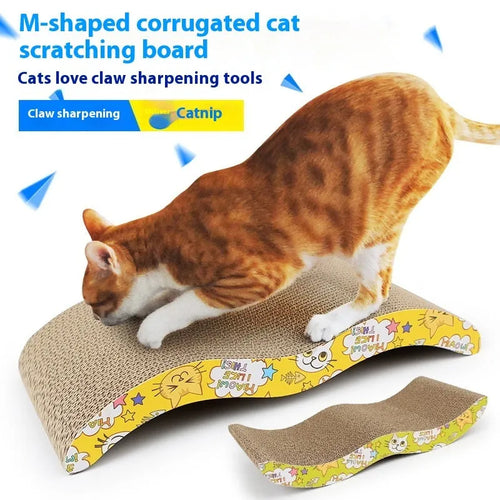 Cat scratch board with corrugated paper surface in simple style design