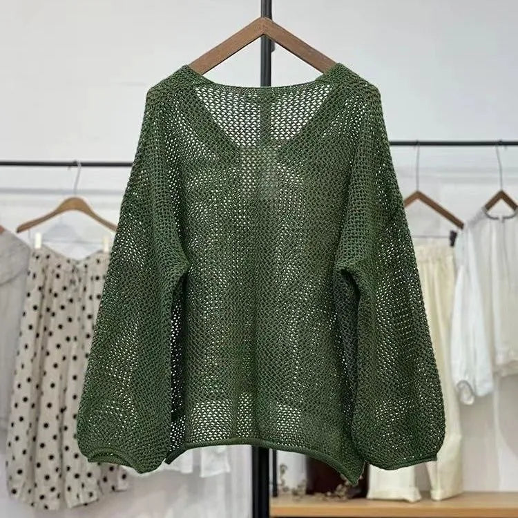 Loose polyester mesh sun protection top with princess sleeves in Chinese style, available in multiple colours and sizes