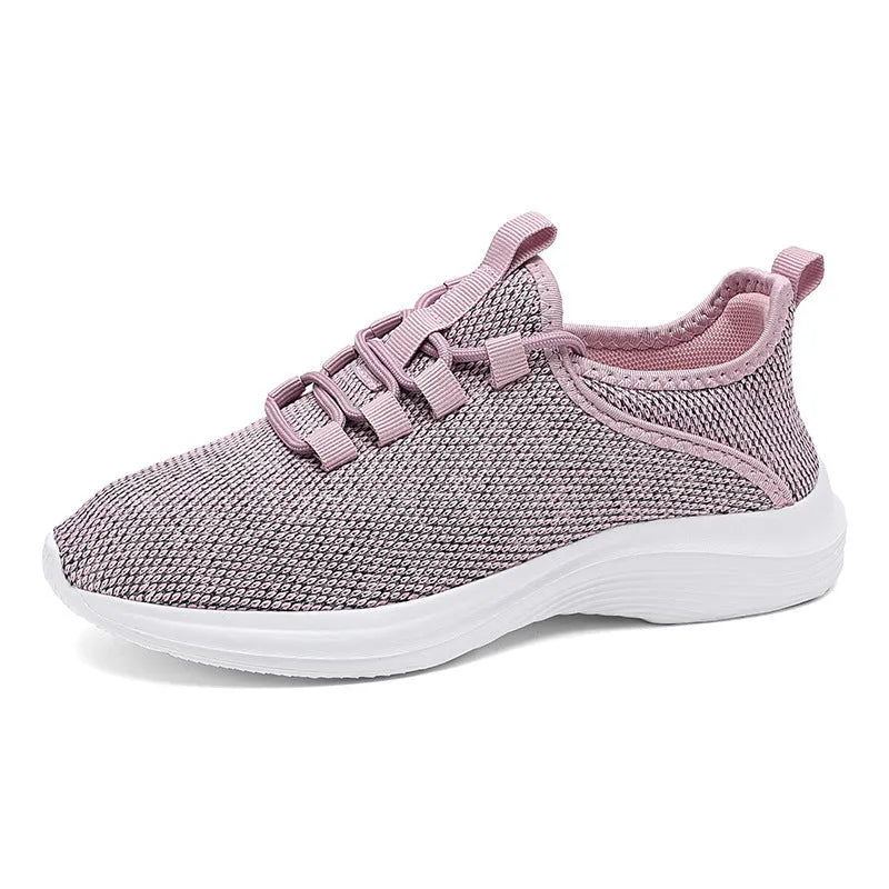 Women's low-top casual sneakers in mesh with lace-up front and EVA sole, shown in black colour.