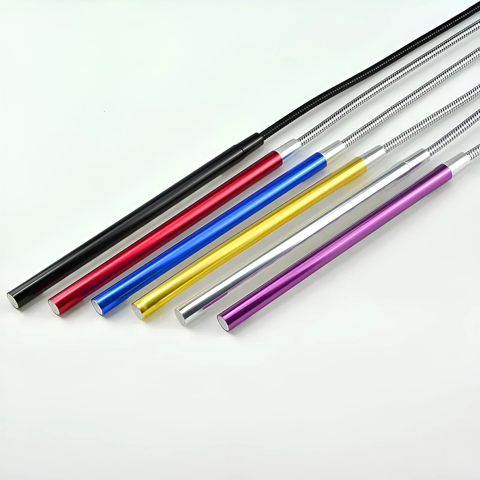 Spiral aluminium USB LED desk lamp in black silver gold blue purple red colours