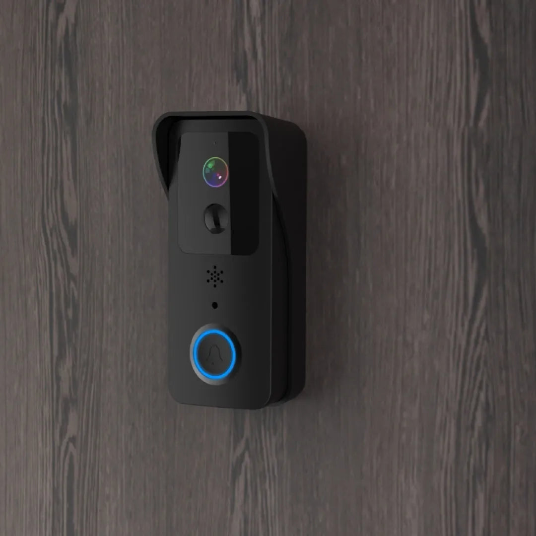 Black and white waterproof smart home visual doorbell with app connectivity for remote security monitoring