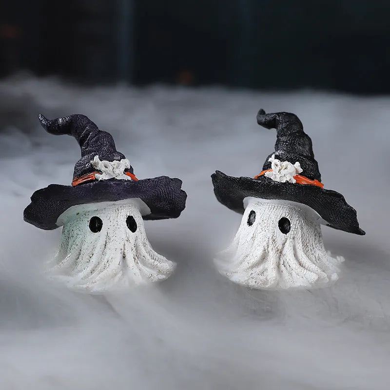 Resin wizard hat ornament in child size, available in black or purple for holiday decorations