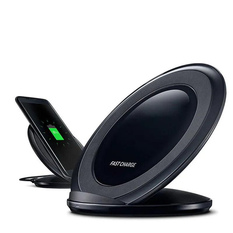Black Qi wireless charging pad for Galaxy Note Edge with USB cable connection