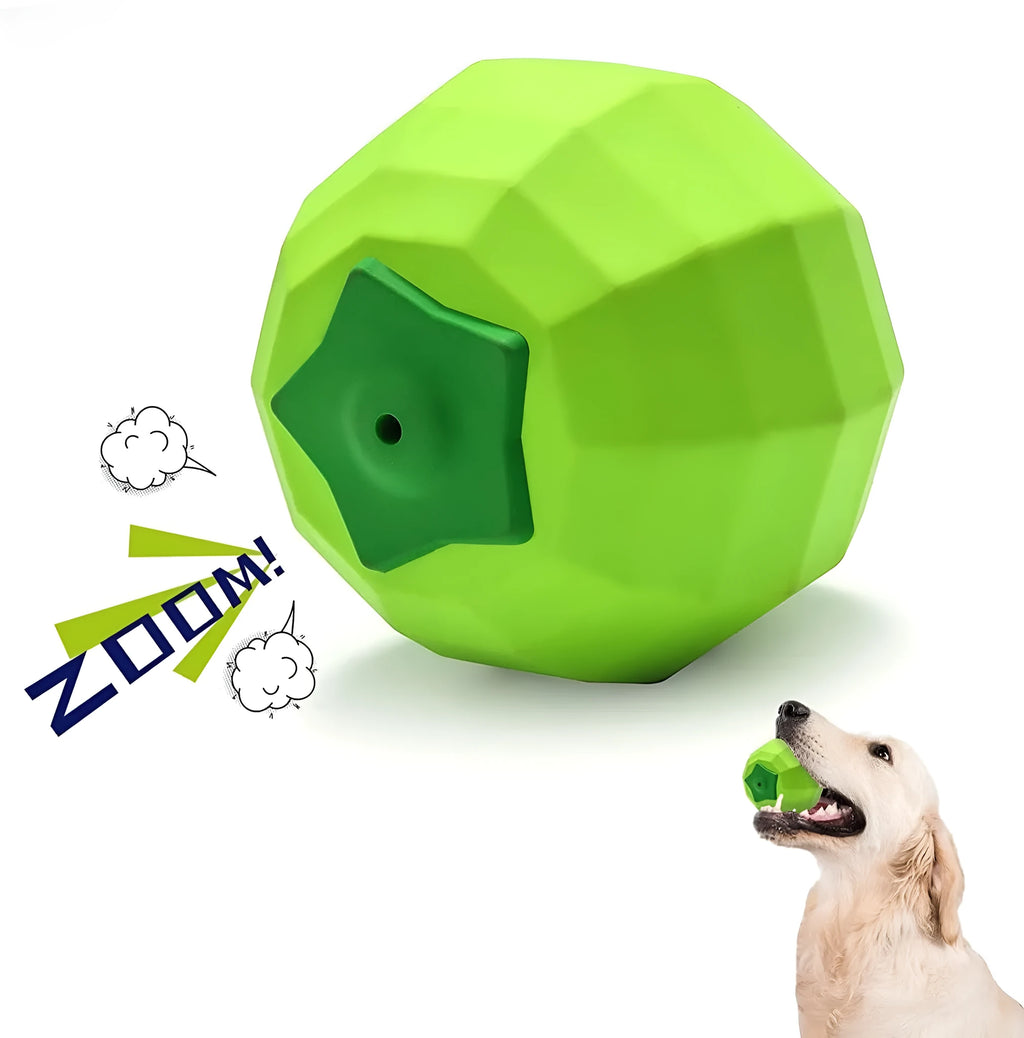 Green natural rubber dog squeaky toy for aggressive chewers