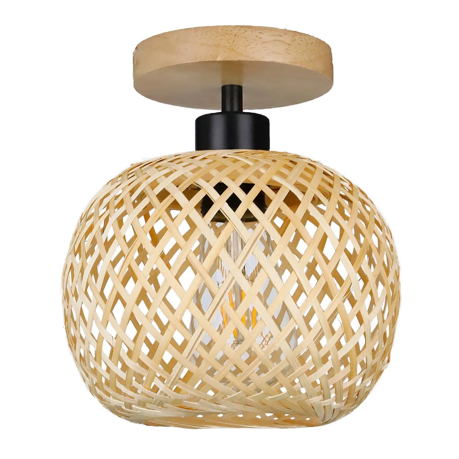 Bamboo Japanese-style ceiling lamp with pastoral design for corridor lighting
