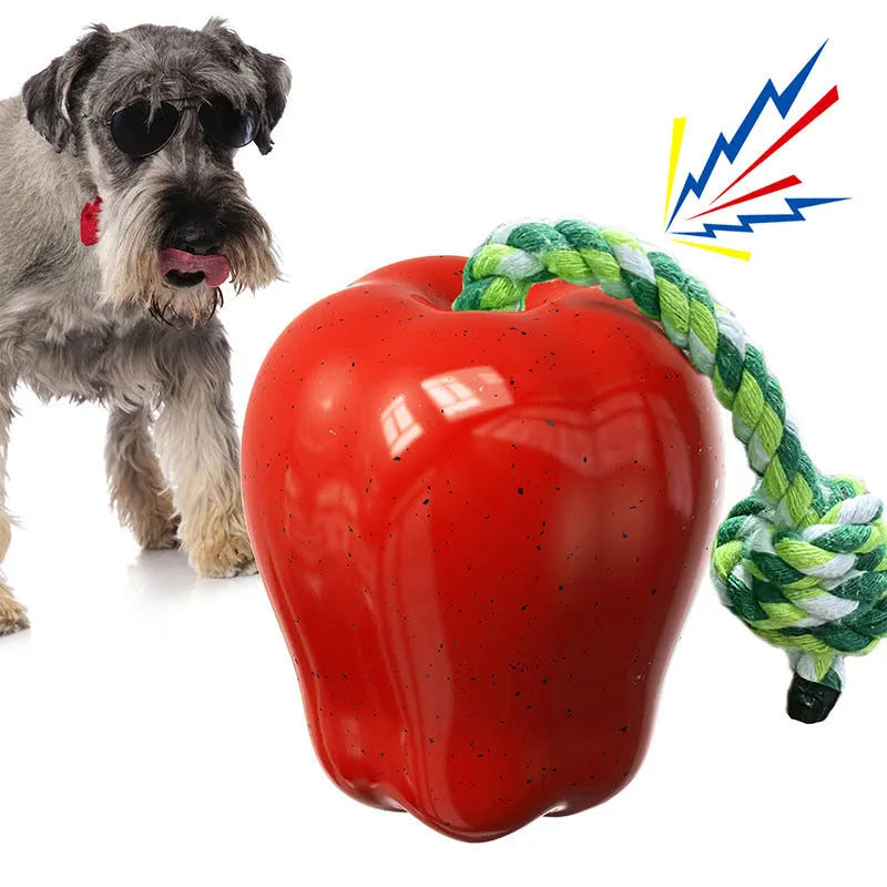 Plastic dog molar toy ball in green colour with squeaky design for outdoor play and dental stimulation