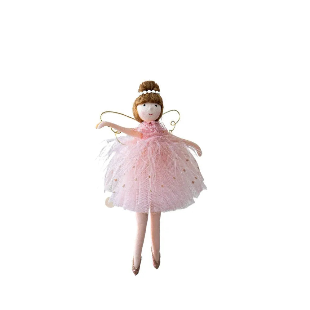 Pink and white cloth ballet angel plush doll pendant for decorative display