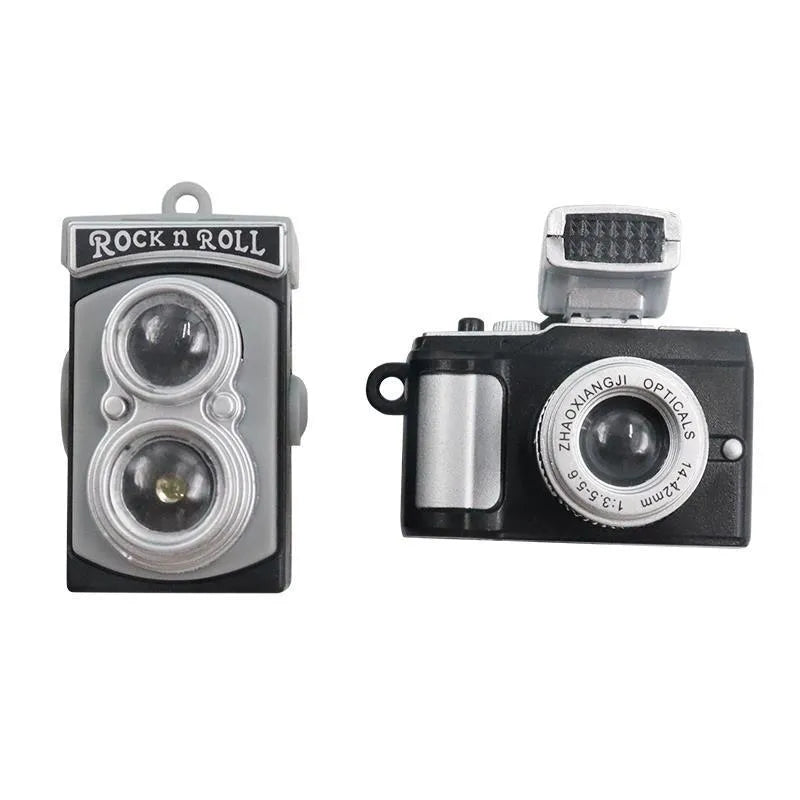 Set of four retro camera dot adhesive hooks for car interior organisation in Canon, SLR, vintage and digital camera designs