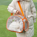 Transparent hard EVA cat backpack carrier in grass green colour with visible interior space