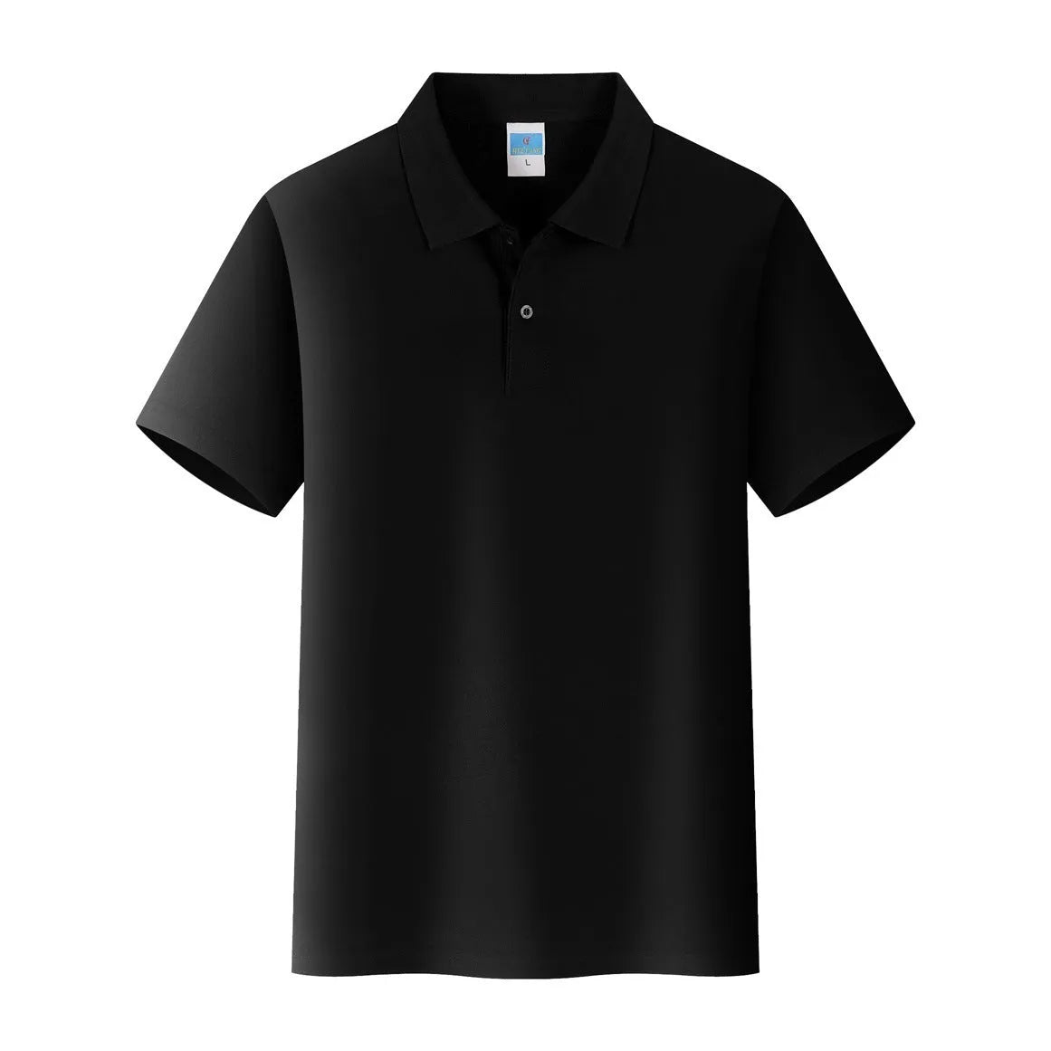 Short sleeved cotton work shirt pullover for embroidery, shown in multiple colours on a size chart.