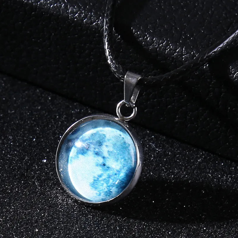 Christmas constellation glass pendant necklace with luminous alloy chain in one of ten colour options