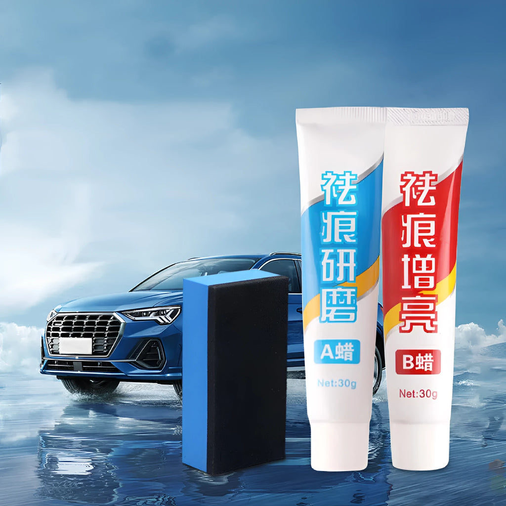 Car repair wax kit with grinding A wax, polishing B wax, and frosted sponge mop for vehicle paint scratch removal