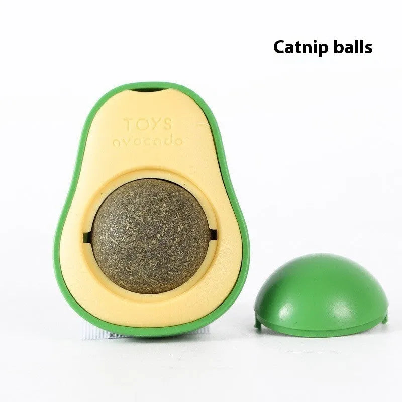 Plastic catnip ball toy in multiple colours for dental cleaning and stress relief