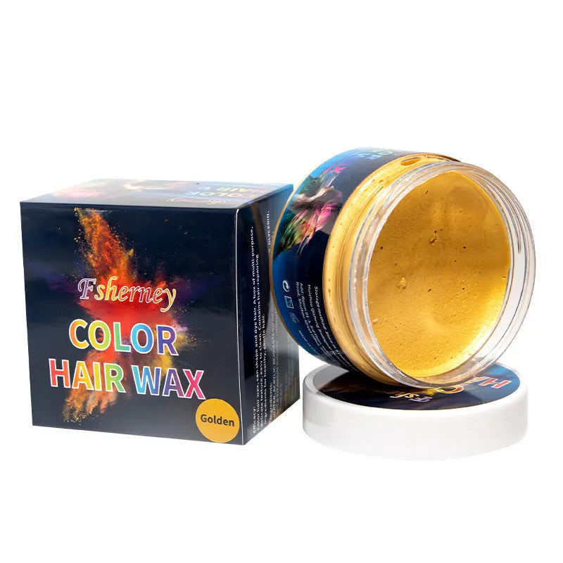 120g hair styling clay pot in one of nine colours: white, orange, red, yellow, blue, green, purple, rose, or granny grey