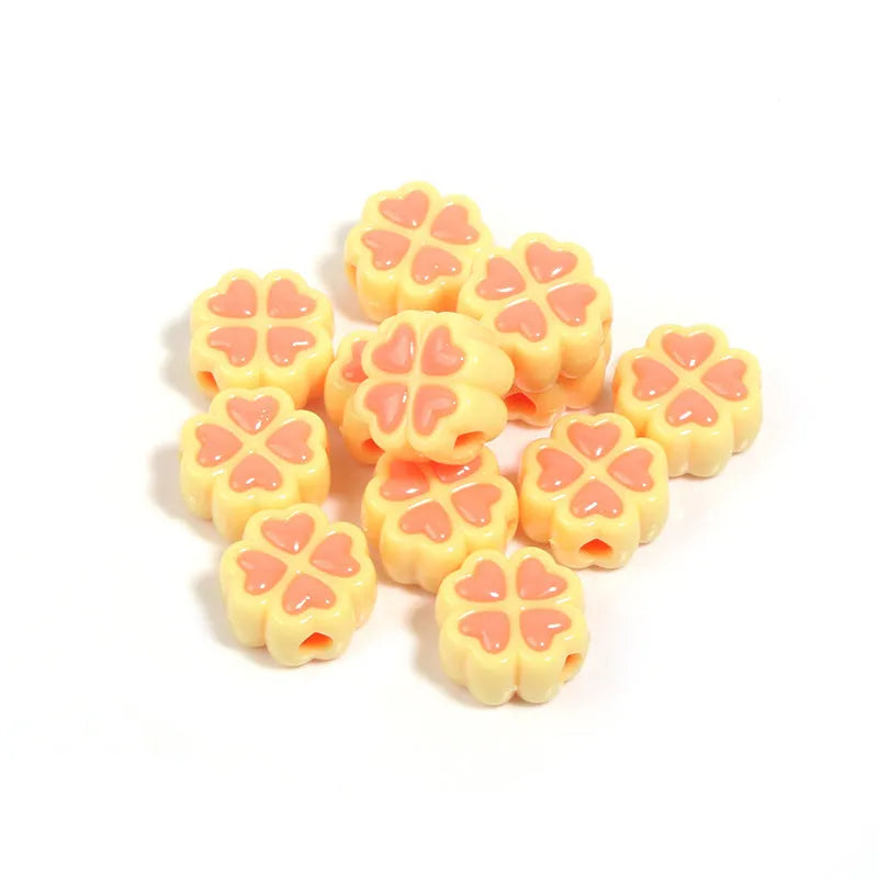 15mm acrylic four-leaf clover craft beads with frosted finish in multiple colours