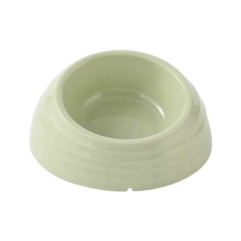 Stainless steel cat bowl with plastic base in beige, brown or light green colour