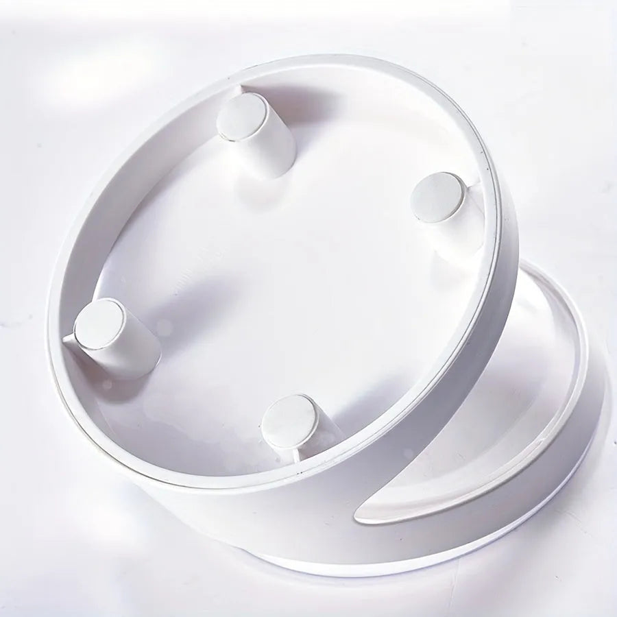 White clear plastic tilted ergonomic cat food bowl for dry and wet food.
