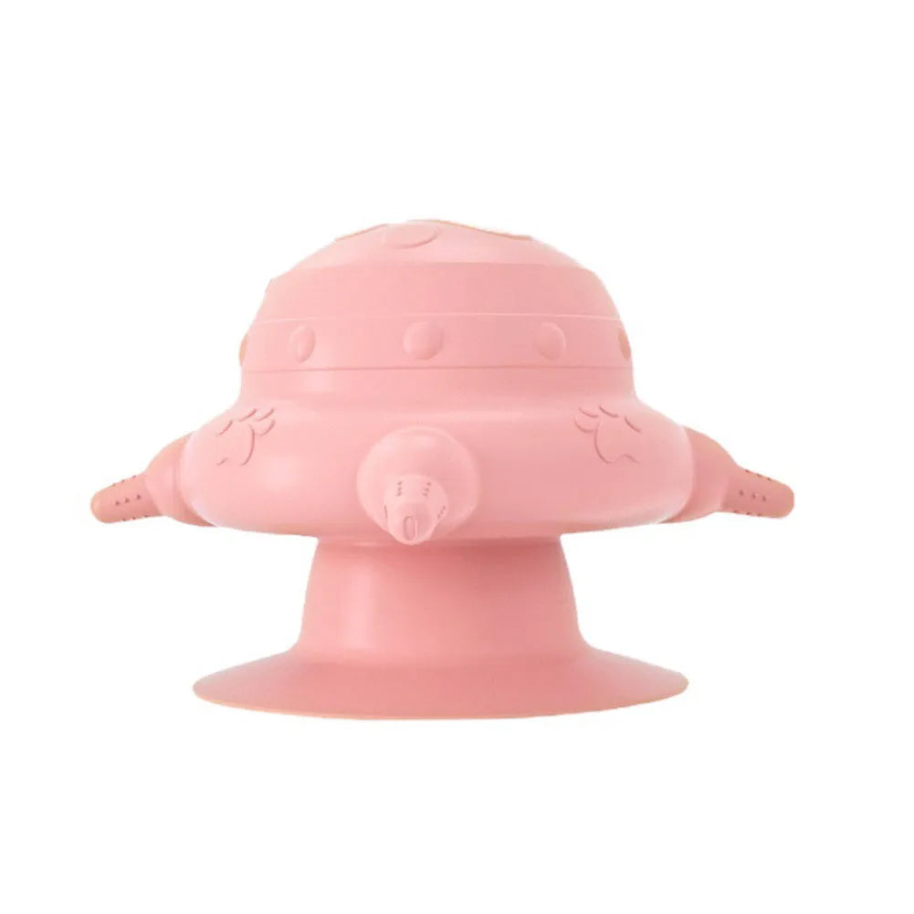 Pink silicone pet nursing device with breast-shaped milk bowl and pacifiers for feeding puppies and kittens