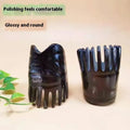 White buffalo horn comb with half-wide teeth and pointed tips for shampoo distribution and scalp massage