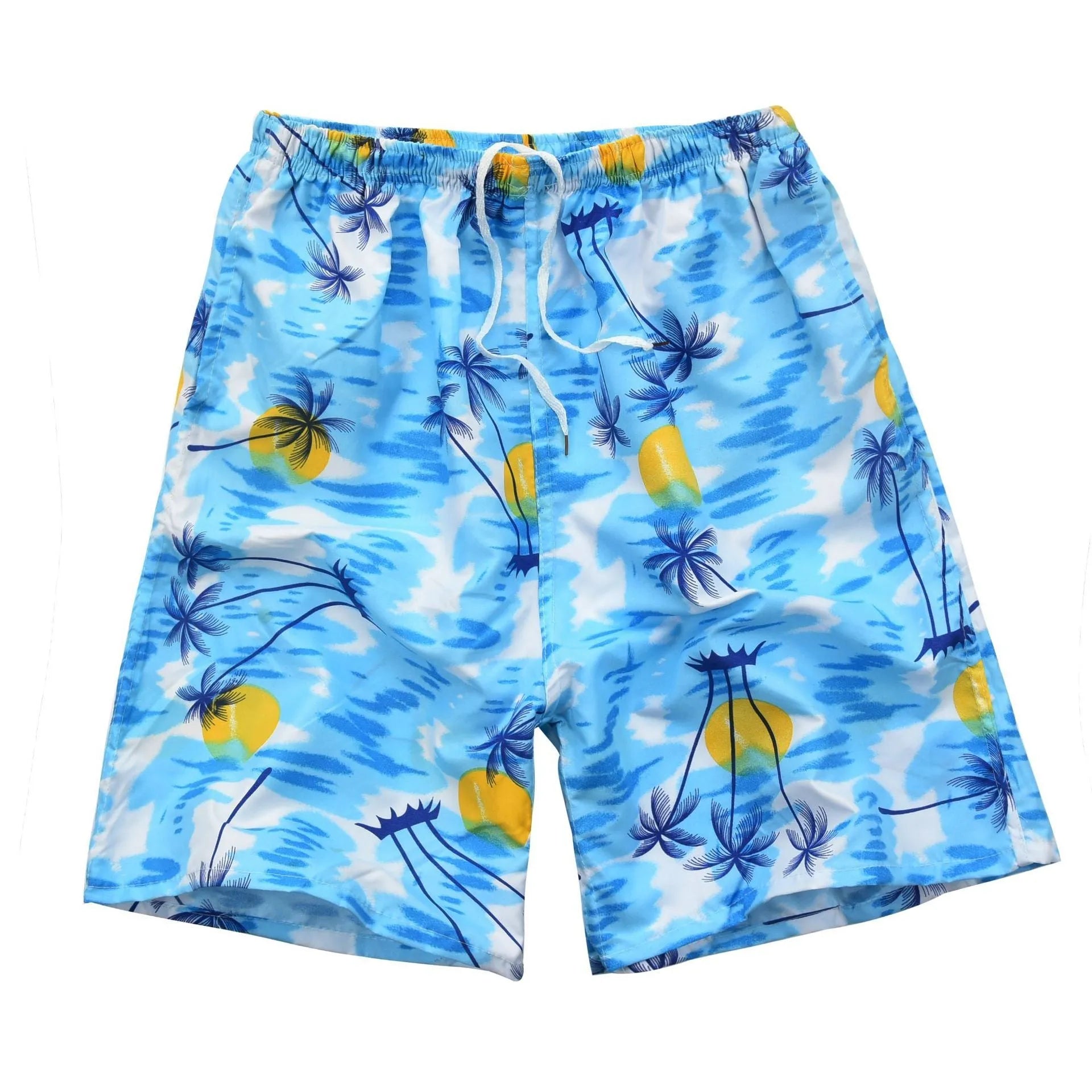Men's floral printed five-point swimming trunks in free size made of polyester