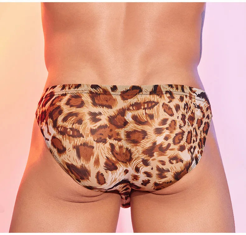 Men's leopard print low waist panties free size nylon briefs