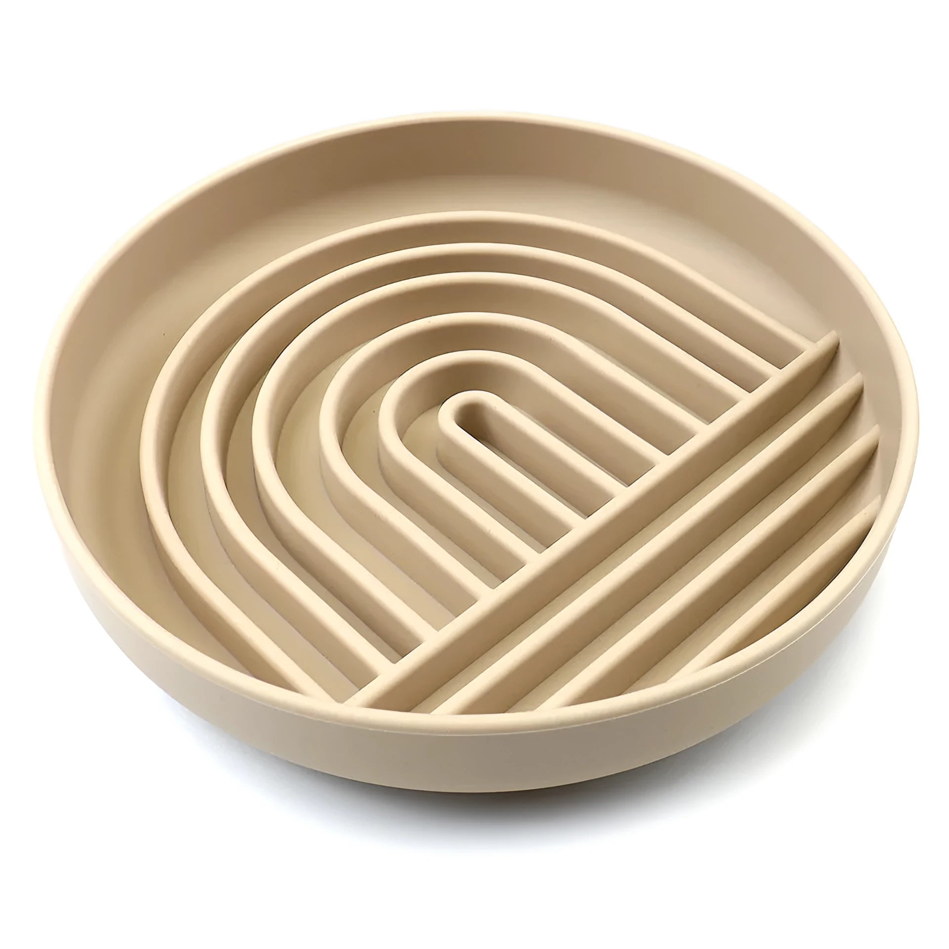 Slowdown Bowl silicone slow feeder dog bowl with ridge design in beige colour