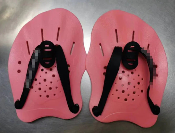 Swimming paddle training aid for freestyle stroke with webbed arm design in multiple colours