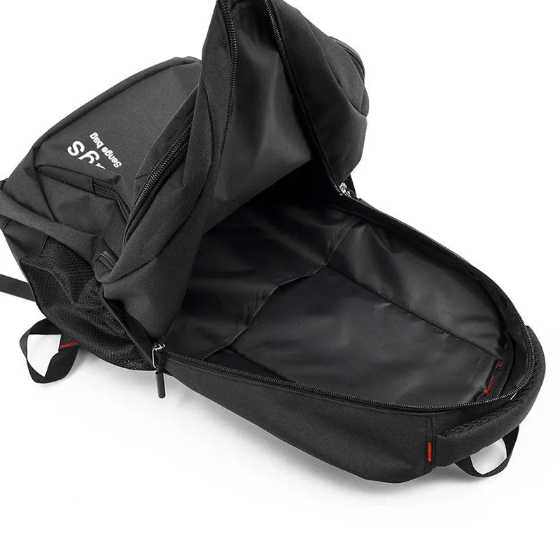 20L nylon fashion backpack showing organisational compartments including computer bag and shoulder straps in available colours
