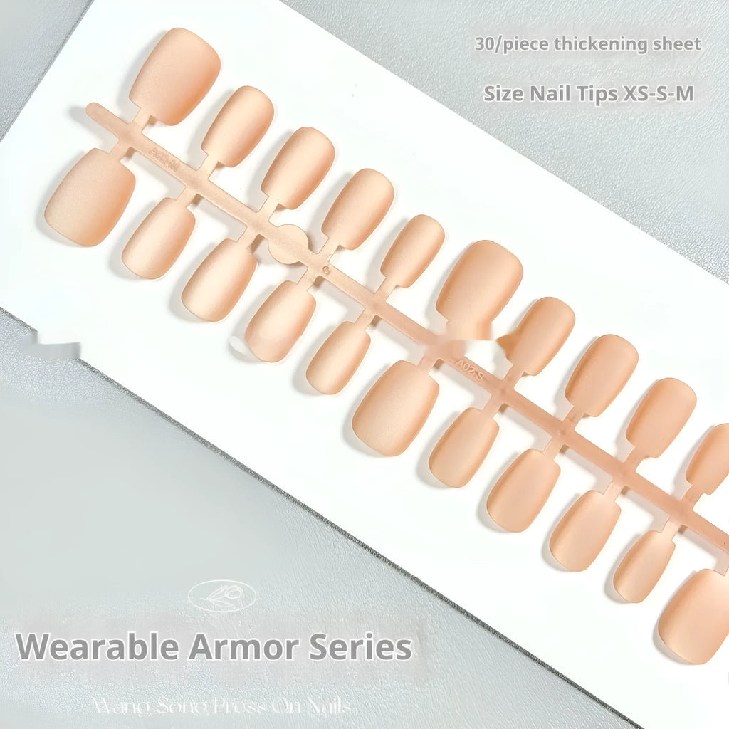 Velvet frosted Cat's Eye false nails with Aurora armour finish in short ladder XS, S, and M sizing options