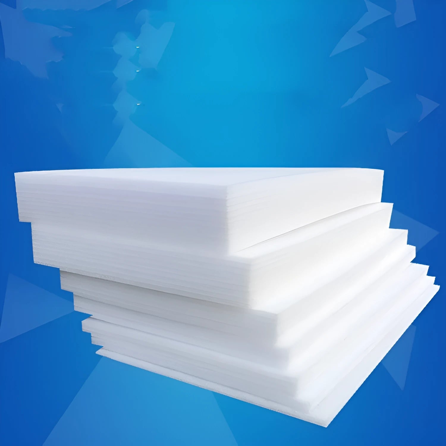 Large white rectangular EPE pearl cotton foam board showing thickness edge.