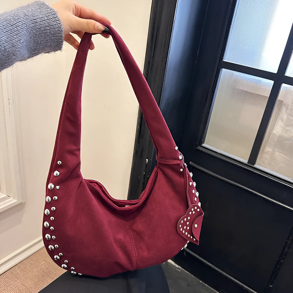 Soft plush underarm tote handbag in European American retro style available in five colours