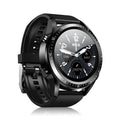 Black smart watch with blood pressure monitoring on a silicone strap, showing its 1.28-inch touchscreen display.