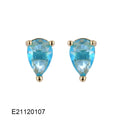 Brass gold-plated drop and pear-shaped earrings with zircon stones in candy colours