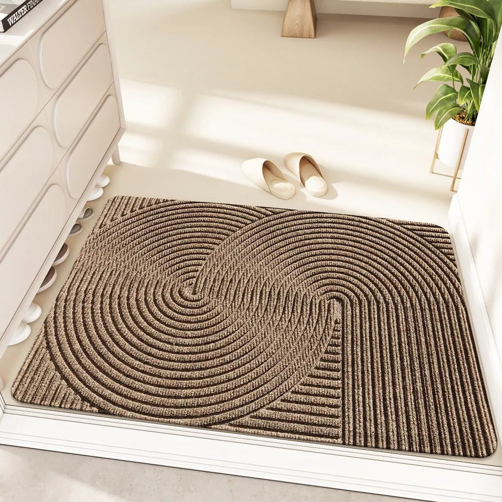 Cartoon alien pattern floor mat in modern simple style with wire ring border, 60x90cm.