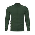 Men's grey cotton zip-up sports sweater with a stand collar shown in a loose fit