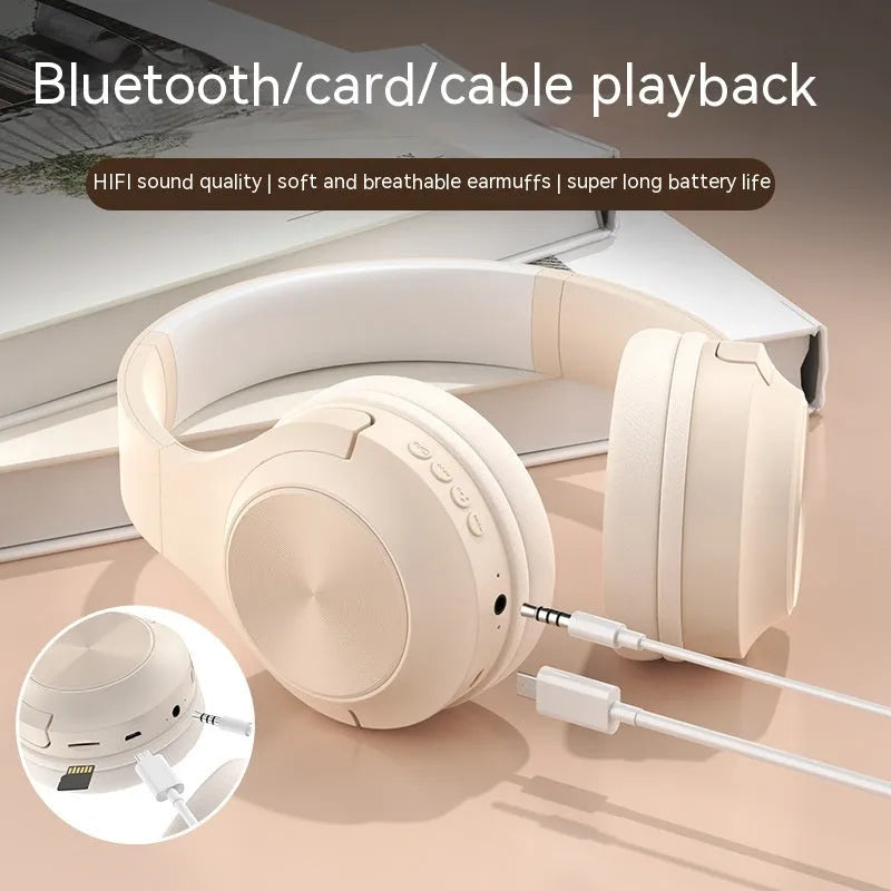 Wireless Bluetooth headset in chalk black colour showing creative design and head-mounted style