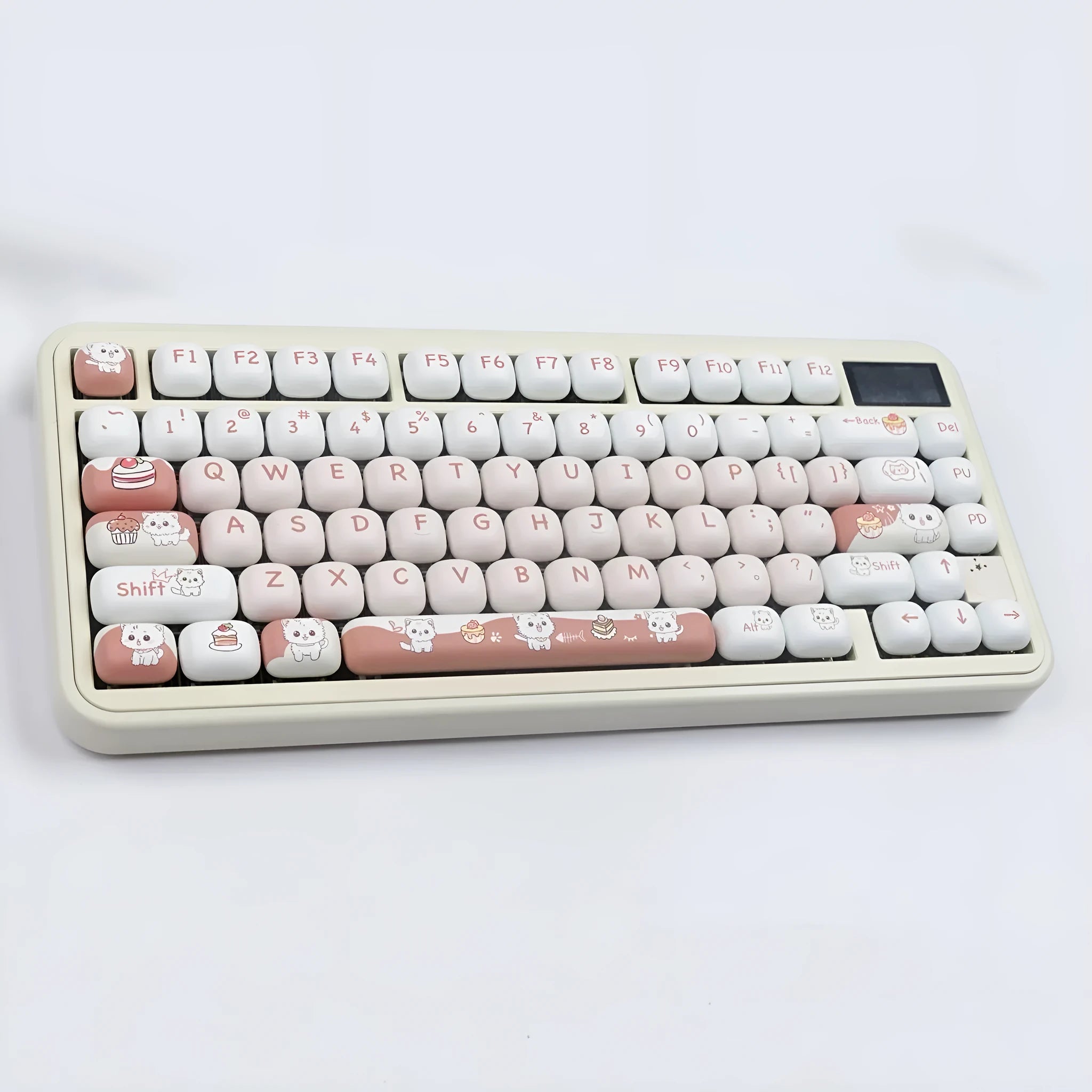 Dessert cat MOG round mechanical keyboard keycaps with colourful cartoon design and sublimation printing