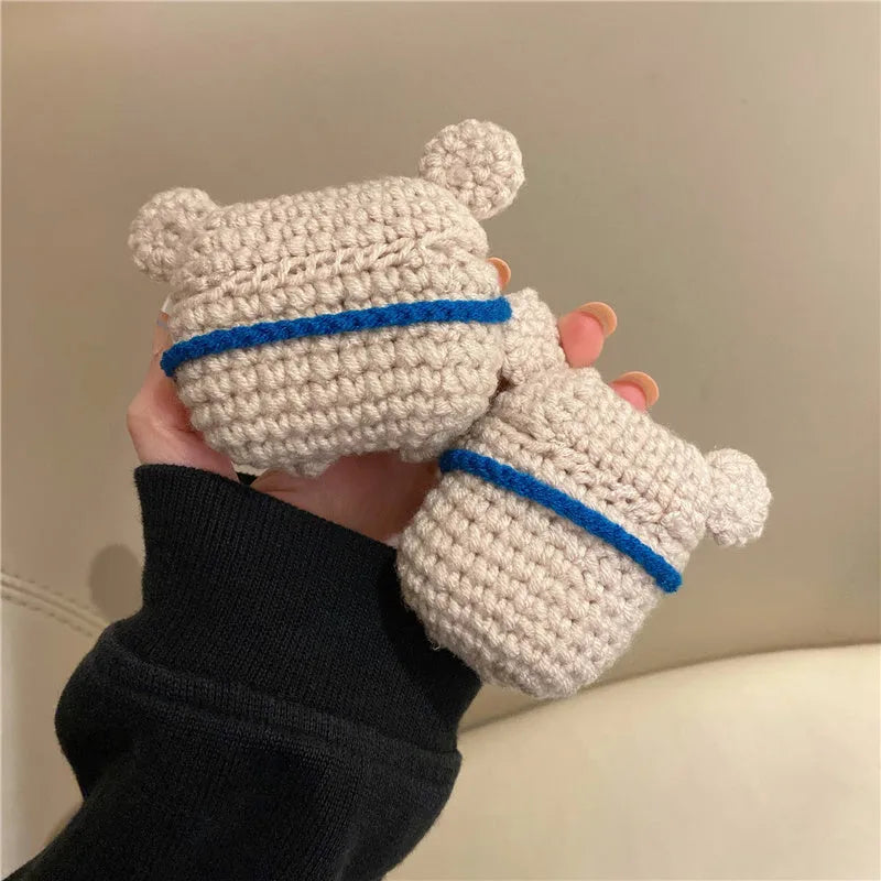 Handmade knitted koala bear backpack design protective sleeve for Apple AirPods case