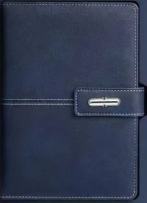 A5 notebook with imitation leather cover in multiple colour options including black, red, green, blue, and orange.