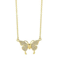 Gold clavicle chain necklace with magnetic butterfly charm and twisted chain design