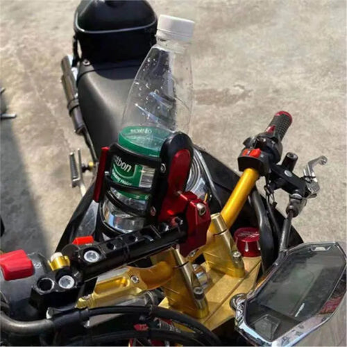 Black water bottle cage mounted on Honda X-ADV scooter for hydration modification