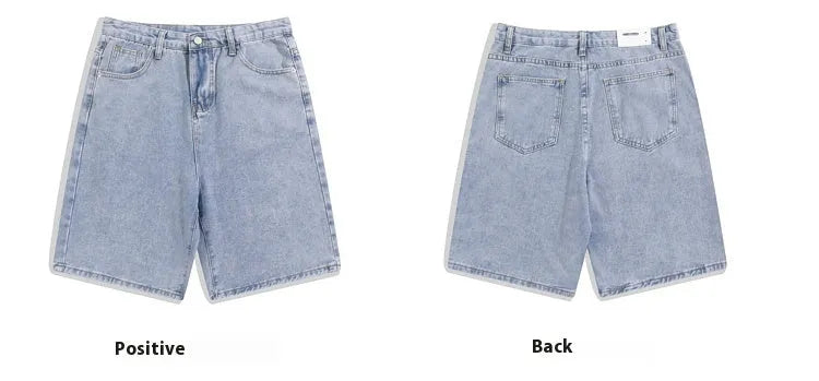 Men's solid colour denim shorts in straight leg cut with mid waist and zipper fly available in black grey blue and white